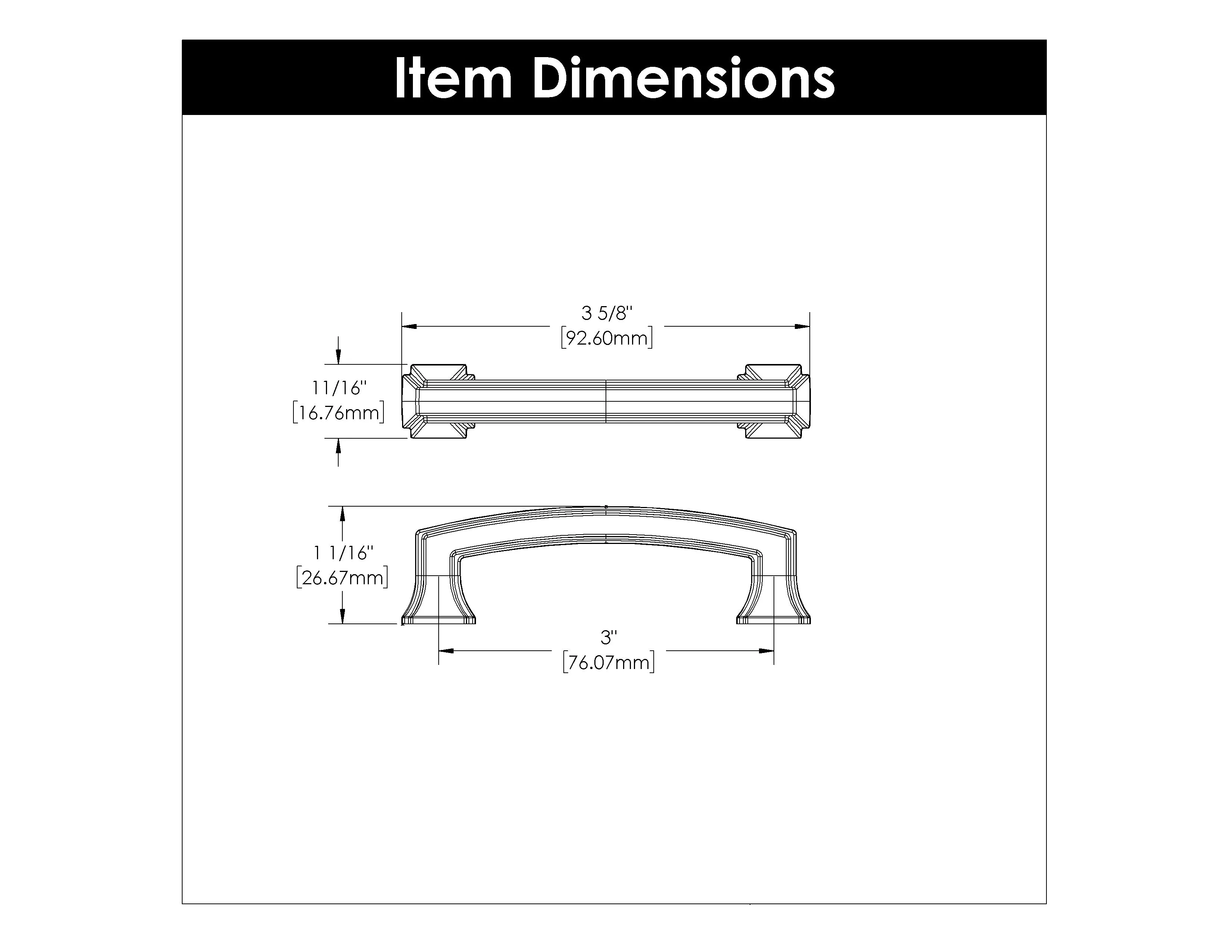 3 inch (76mm) Bridges Cabinet Pull