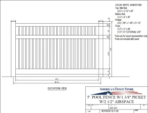 AFC-007   5' Tall x 8' Wide Pool Fence with 2-1/2" Air Space