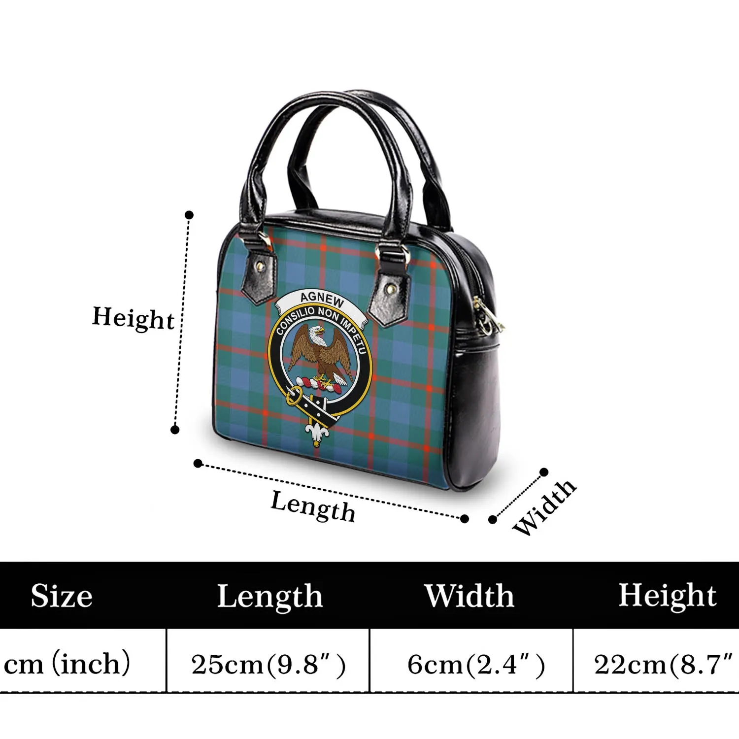 Agnew Ancient Tartan Shoulder Handbags with Family Crest