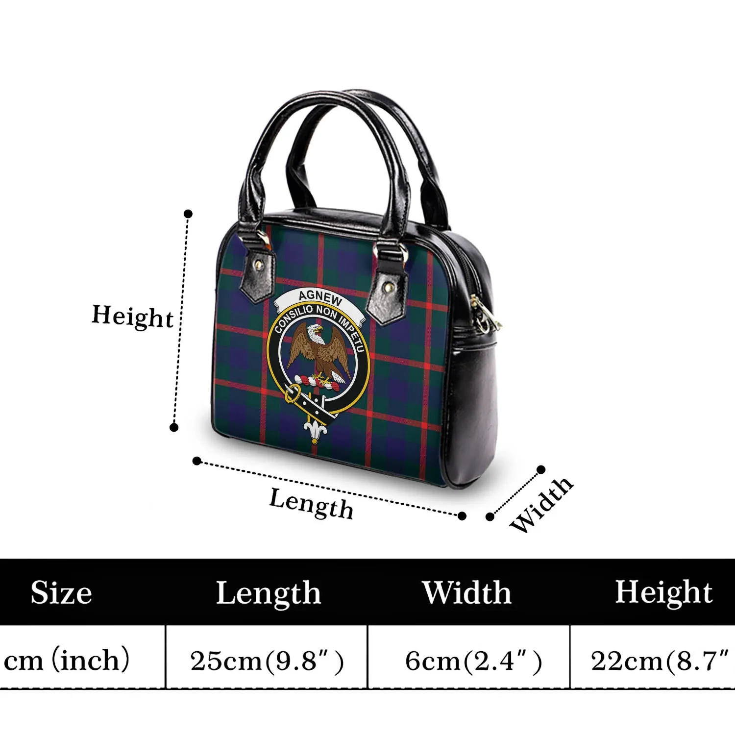 Agnew Tartan Shoulder Handbags with Family Crest