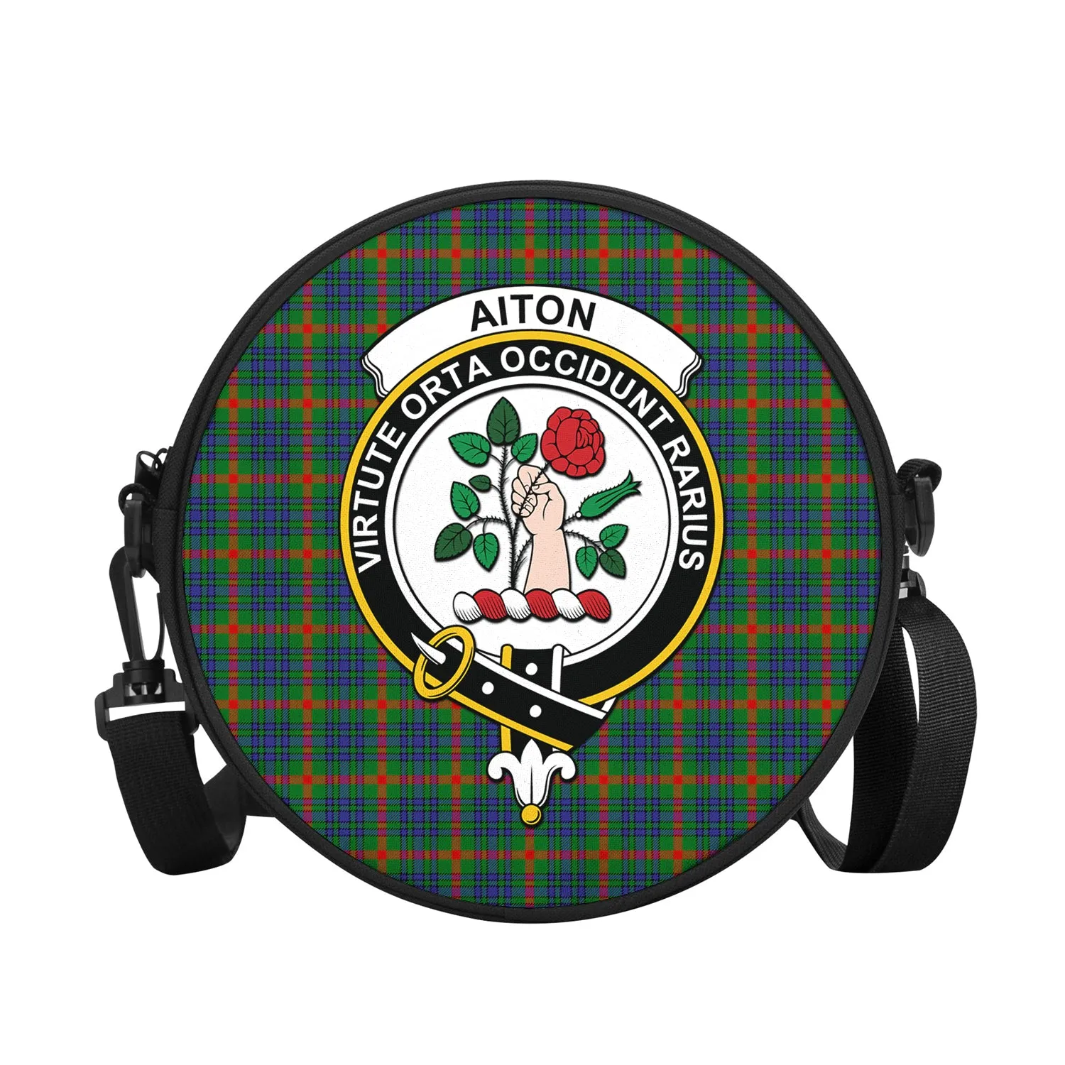 Aiton Tartan Round Satchel Bags with Family Crest