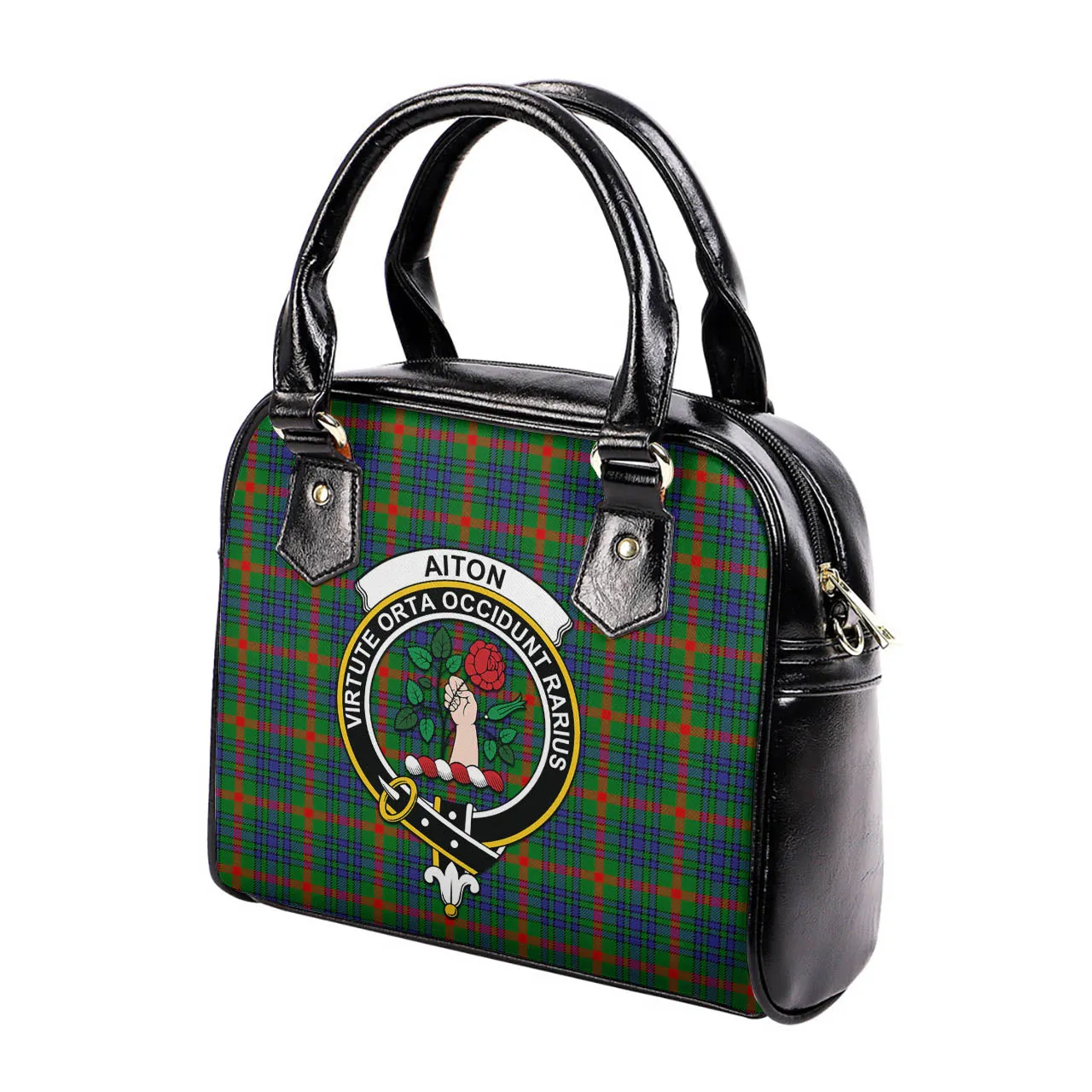 Aiton Tartan Shoulder Handbags with Family Crest