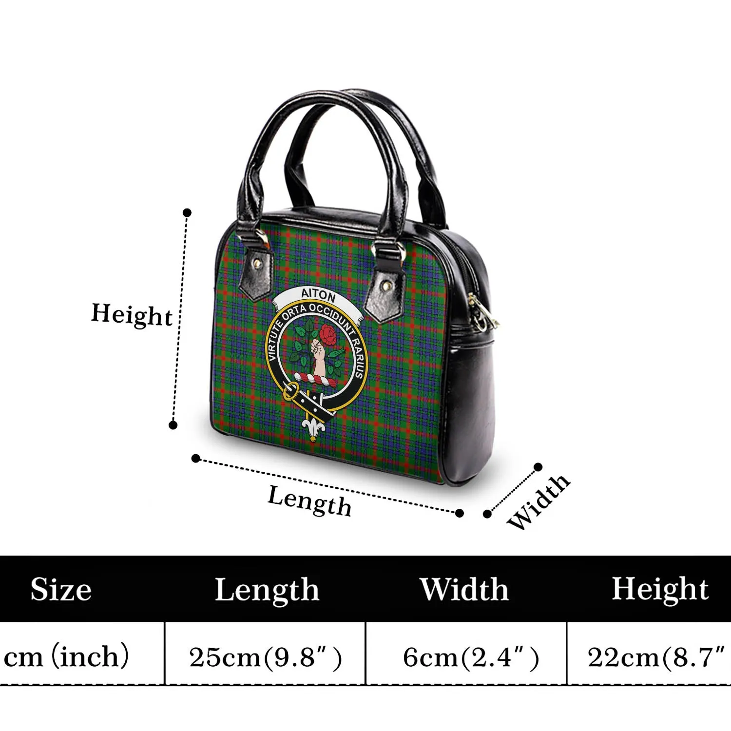 Aiton Tartan Shoulder Handbags with Family Crest