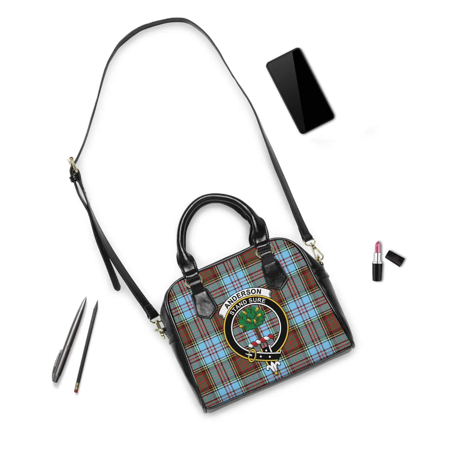 Anderson Ancient Tartan Shoulder Handbags with Family Crest