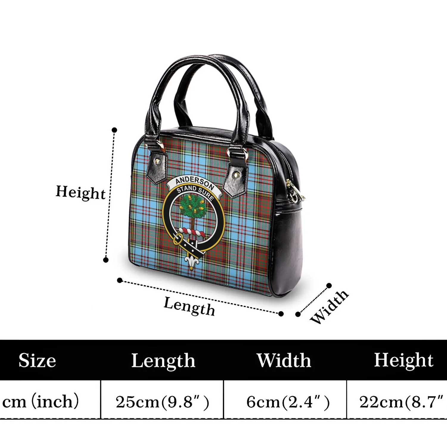 Anderson Ancient Tartan Shoulder Handbags with Family Crest