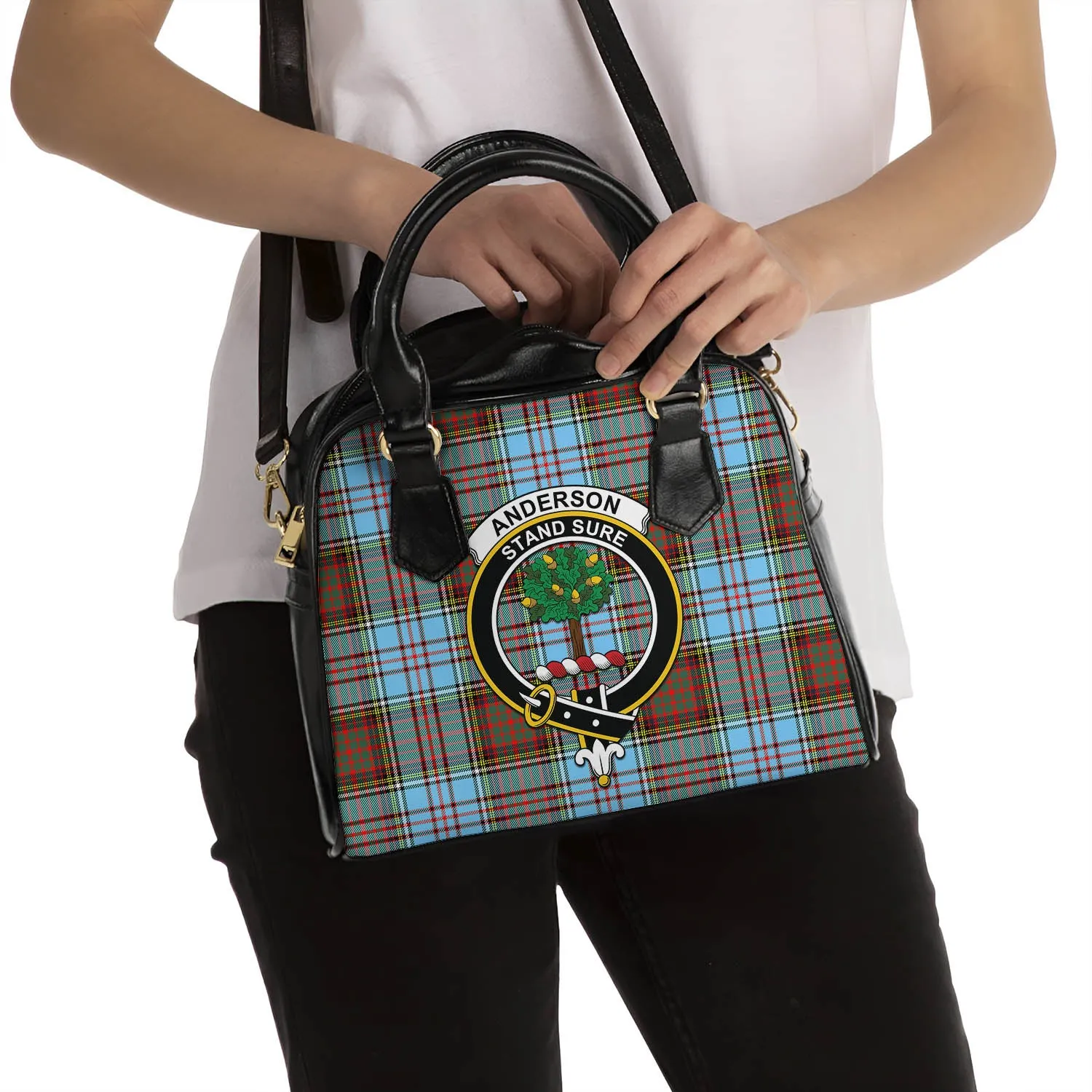 Anderson Ancient Tartan Shoulder Handbags with Family Crest