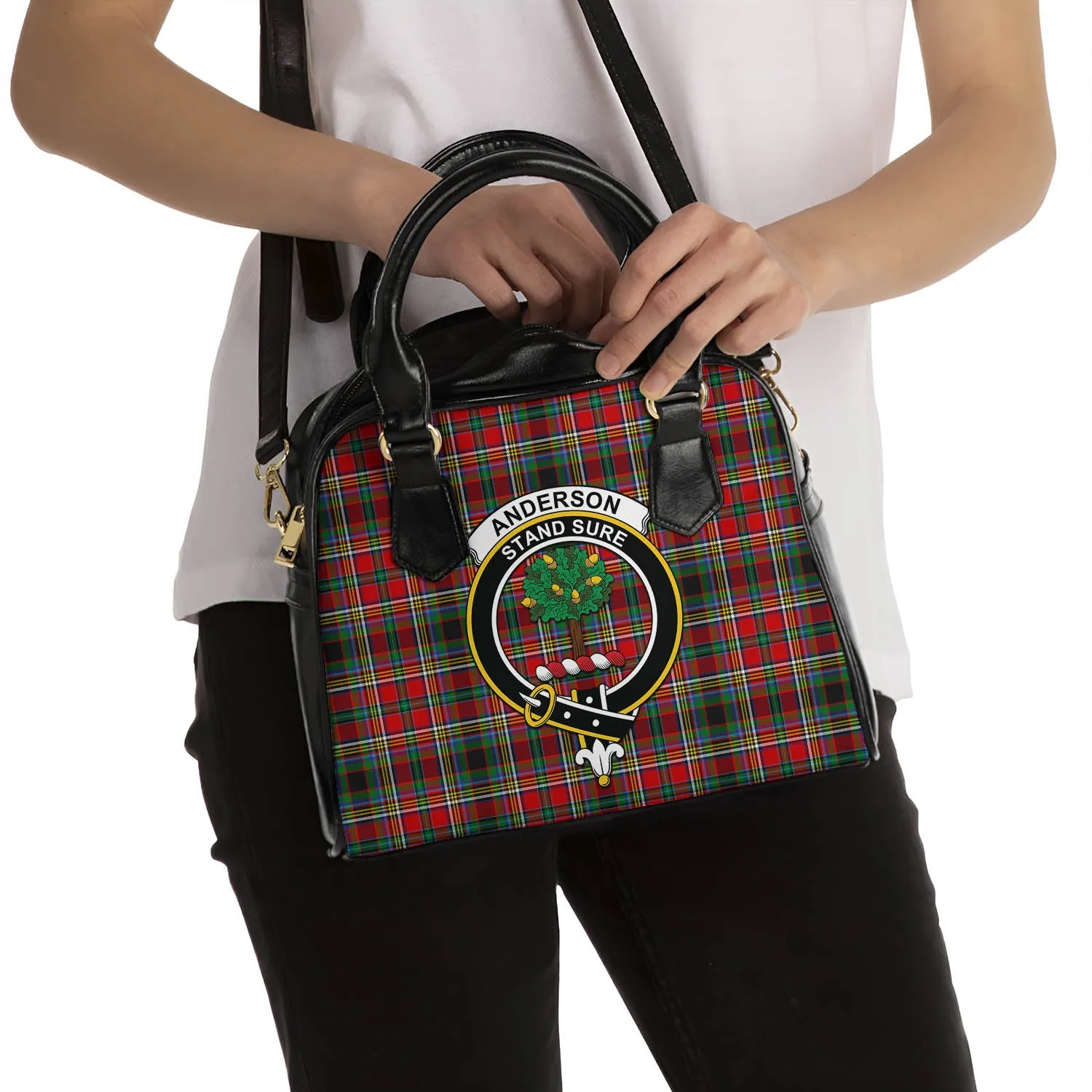 Anderson of Arbrake Tartan Shoulder Handbags with Family Crest