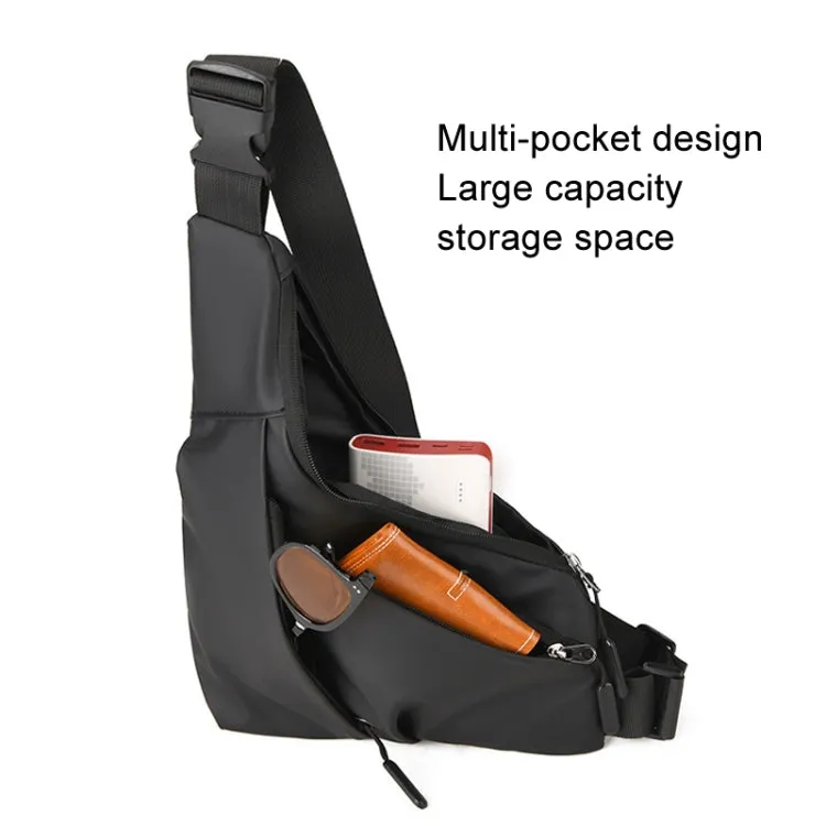 Anti-theft Fit Triangle Bag Leisure Leather Film Crossbody Chest Bag(Black)