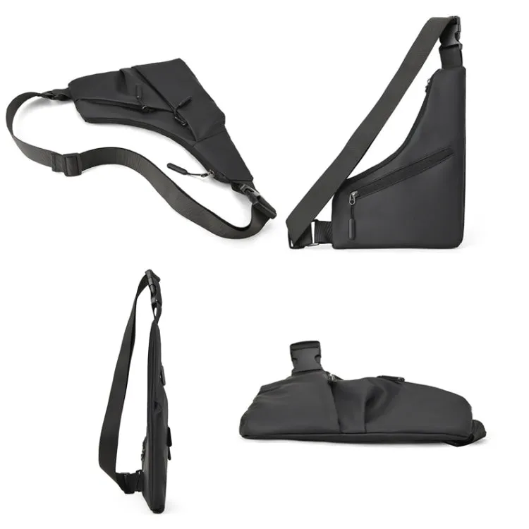 Anti-theft Fit Triangle Bag Leisure Leather Film Crossbody Chest Bag(Black)
