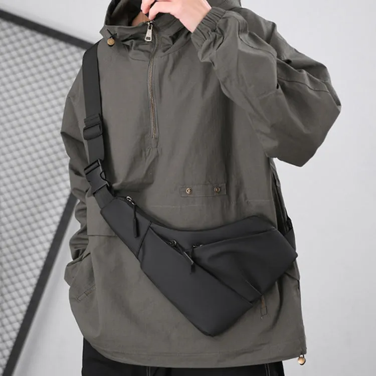Anti-theft Fit Triangle Bag Leisure Leather Film Crossbody Chest Bag(Black)