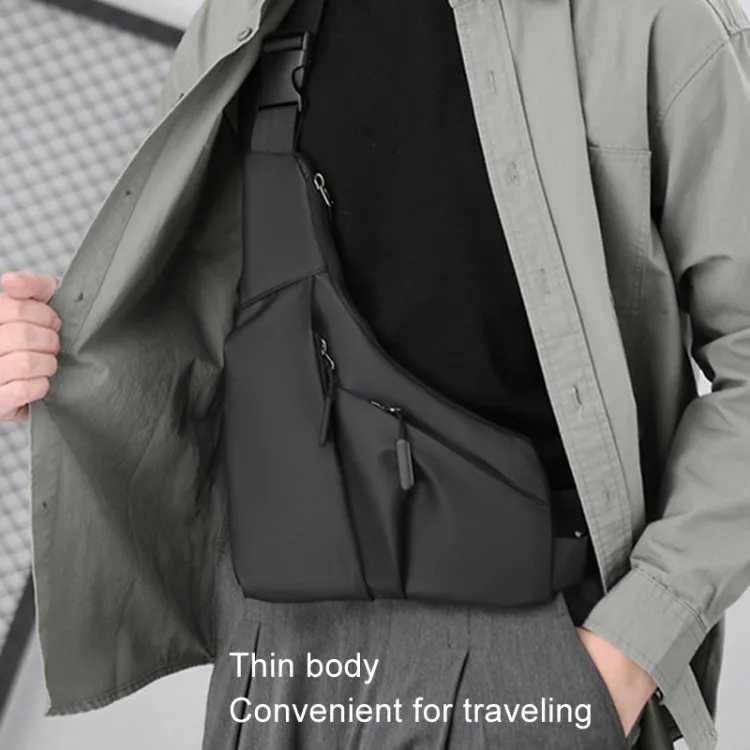 Anti-theft Fit Triangle Bag Leisure Leather Film Crossbody Chest Bag(Black)