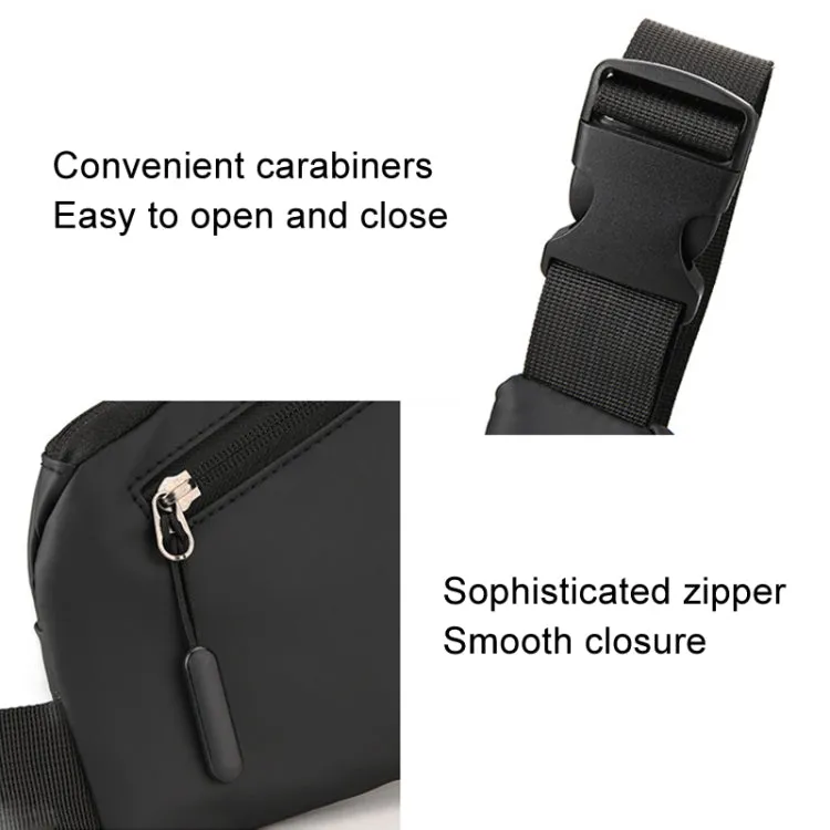 Anti-theft Fit Triangle Bag Leisure Leather Film Crossbody Chest Bag(Black)