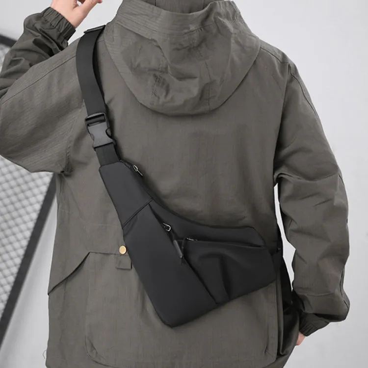 Anti-theft Fit Triangle Bag Leisure Leather Film Crossbody Chest Bag(Black)