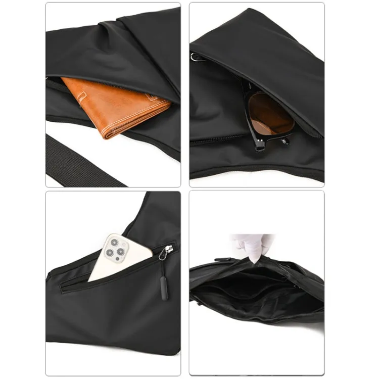 Anti-theft Fit Triangle Bag Leisure Leather Film Crossbody Chest Bag(Black)