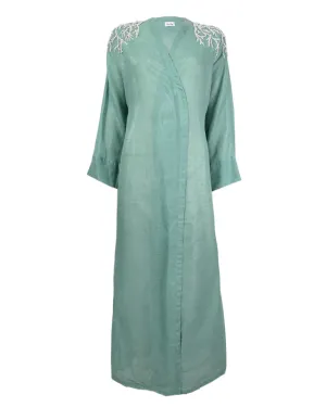 Aqua Pearly Corals Abaya
