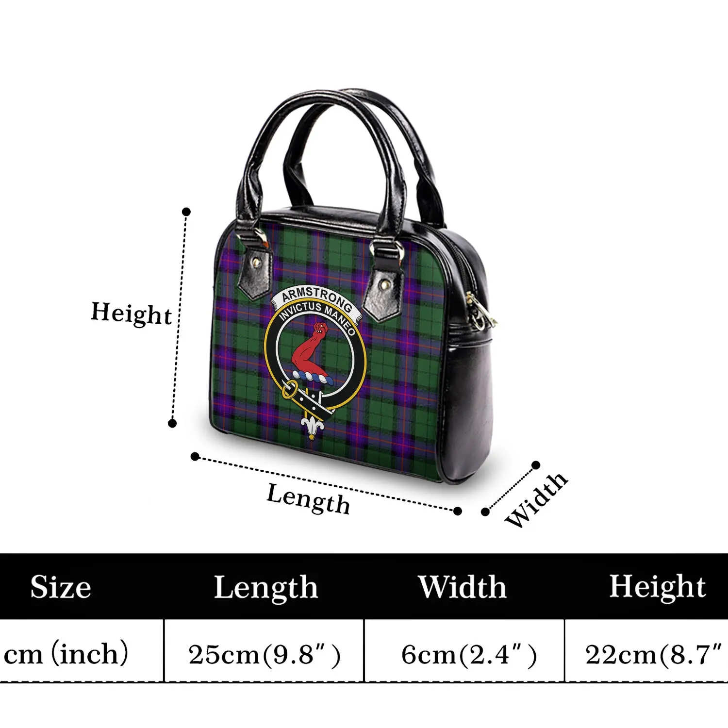 Armstrong Modern Tartan Shoulder Handbags with Family Crest