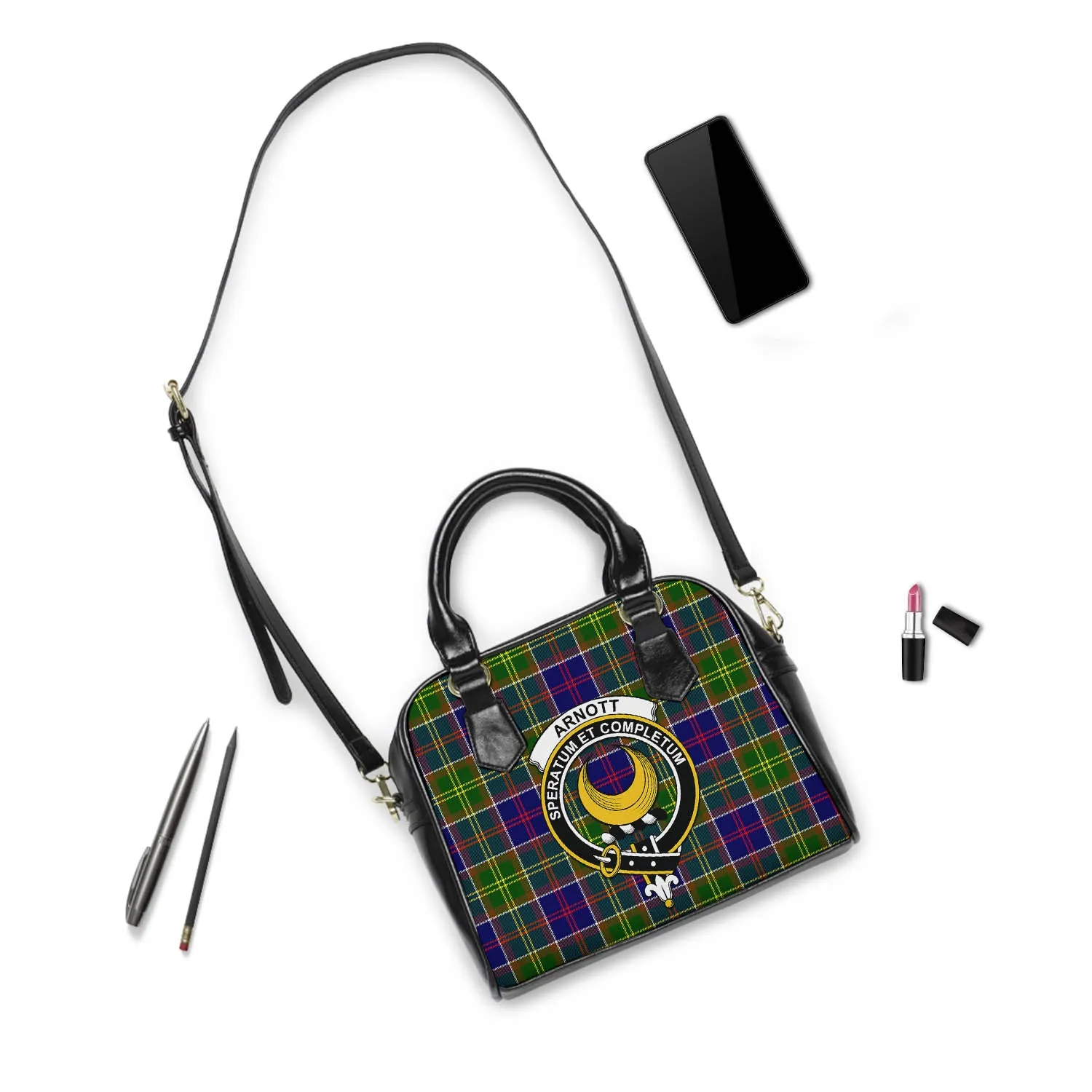 Arnott Tartan Shoulder Handbags with Family Crest