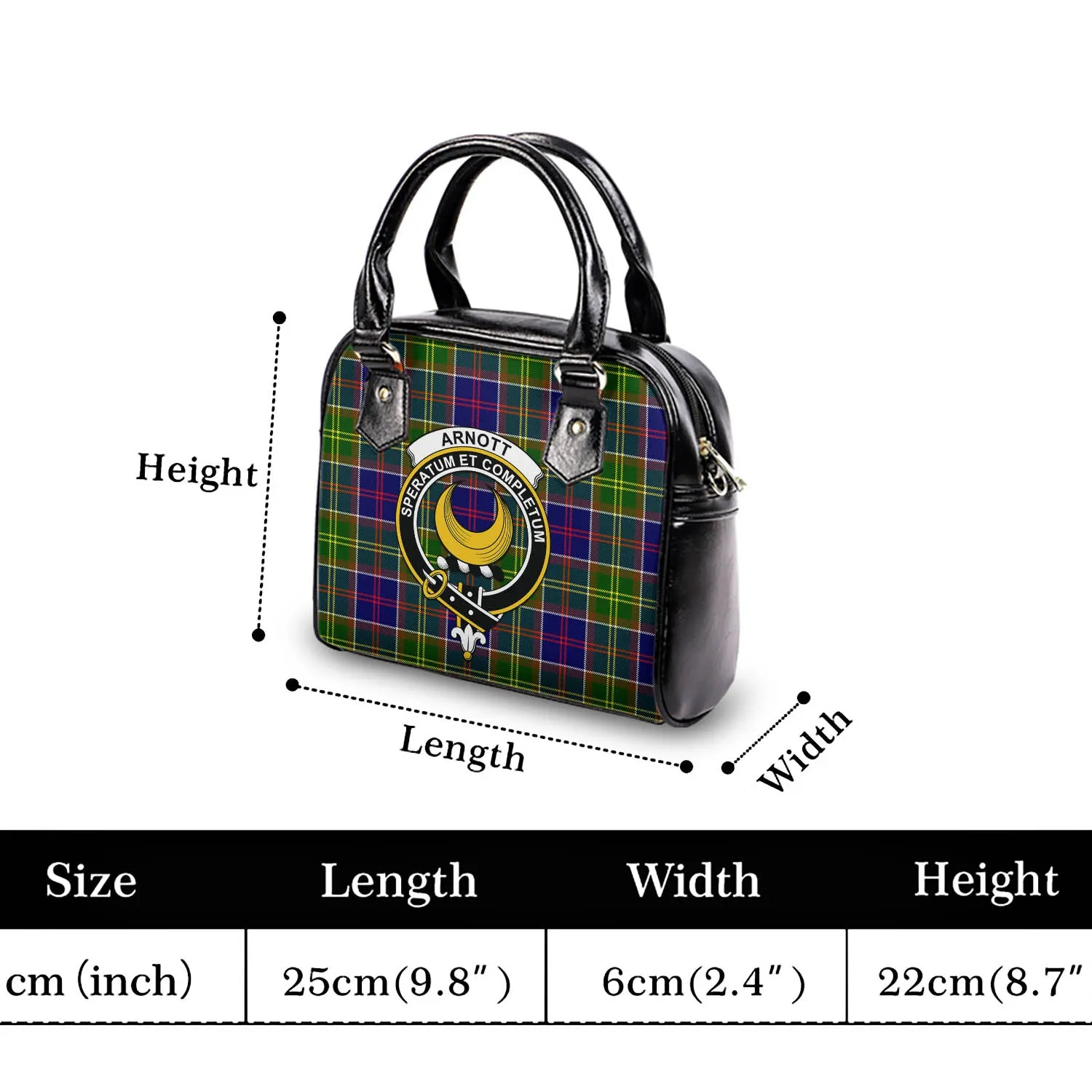 Arnott Tartan Shoulder Handbags with Family Crest