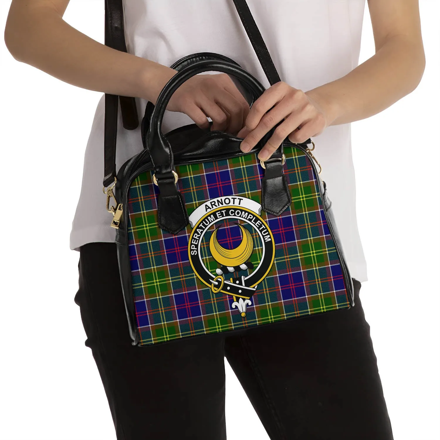 Arnott Tartan Shoulder Handbags with Family Crest