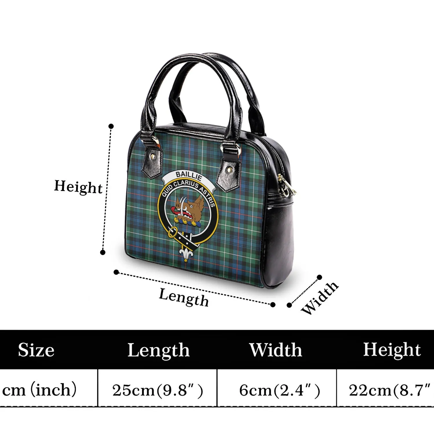 Baillie Ancient Tartan Shoulder Handbags with Family Crest