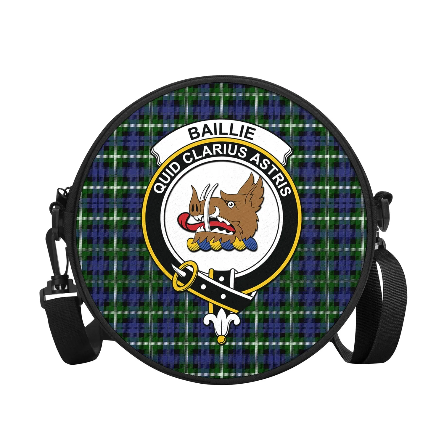 Baillie (Bailey) Tartan Round Satchel Bags with Family Crest