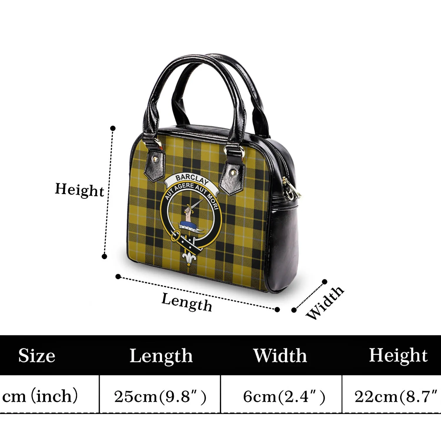 Barclay Dress Tartan Shoulder Handbags with Family Crest
