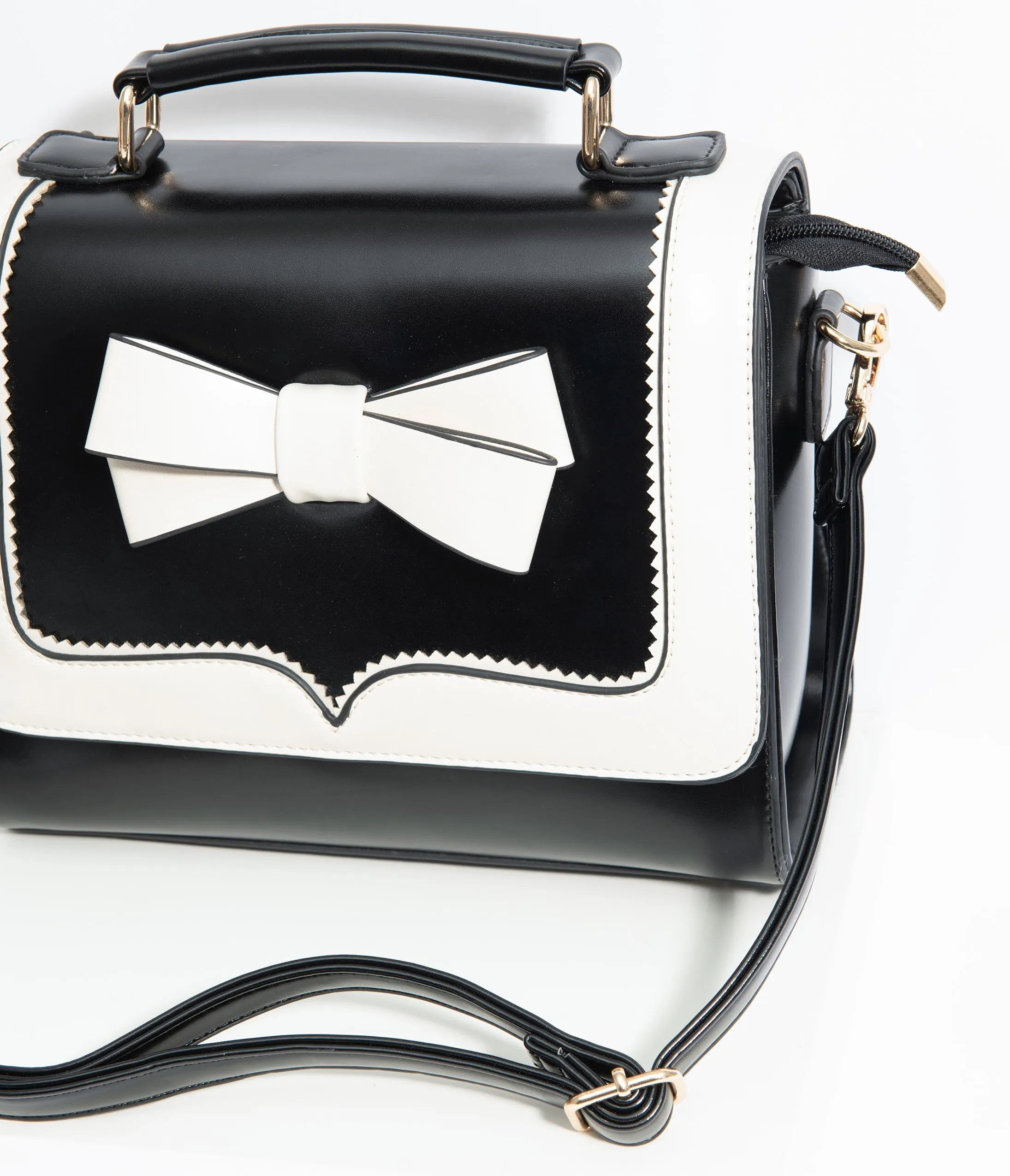 Black & White Bow Leatherette Purse