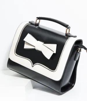 Black & White Bow Leatherette Purse
