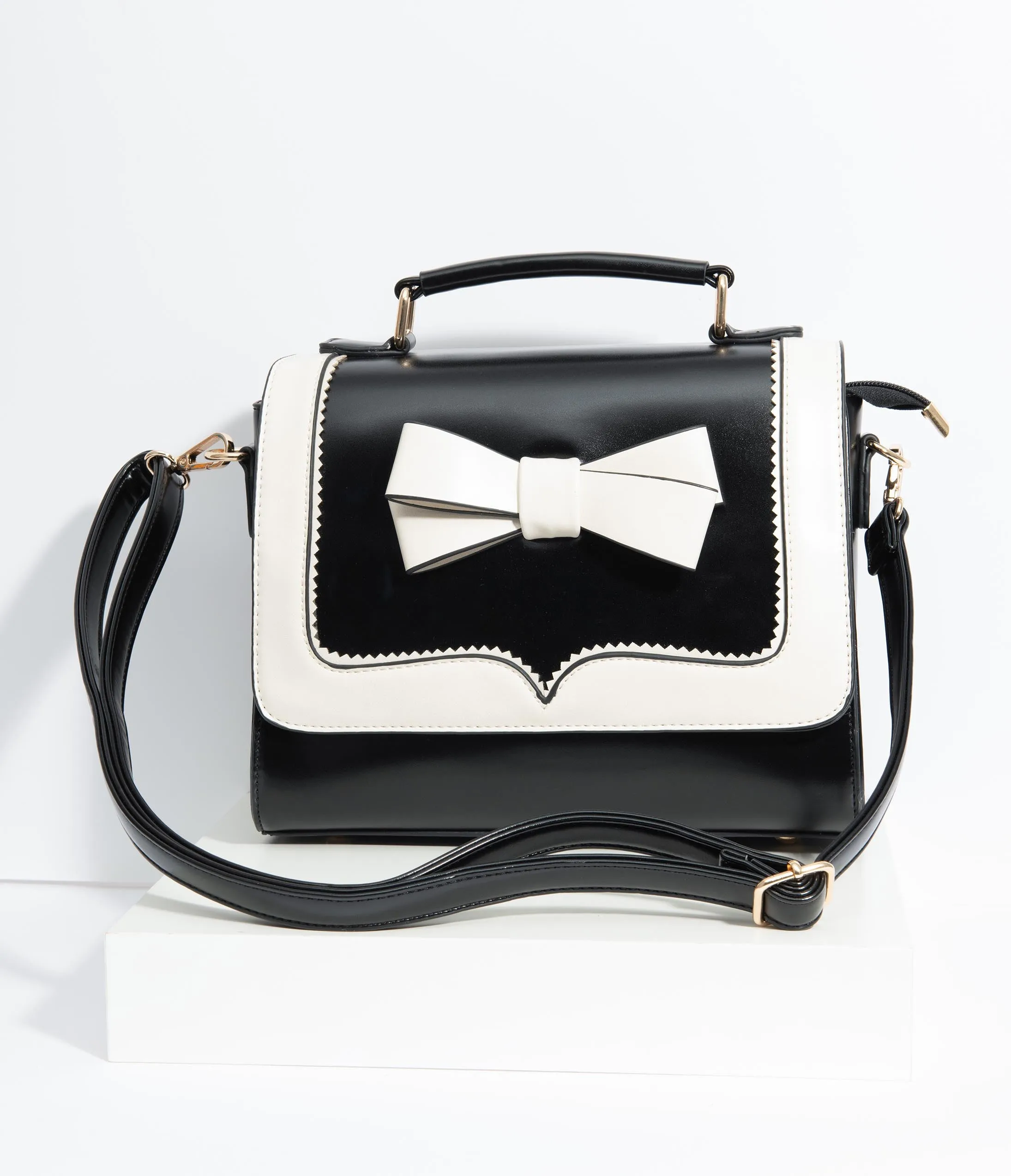 Black & White Bow Leatherette Purse