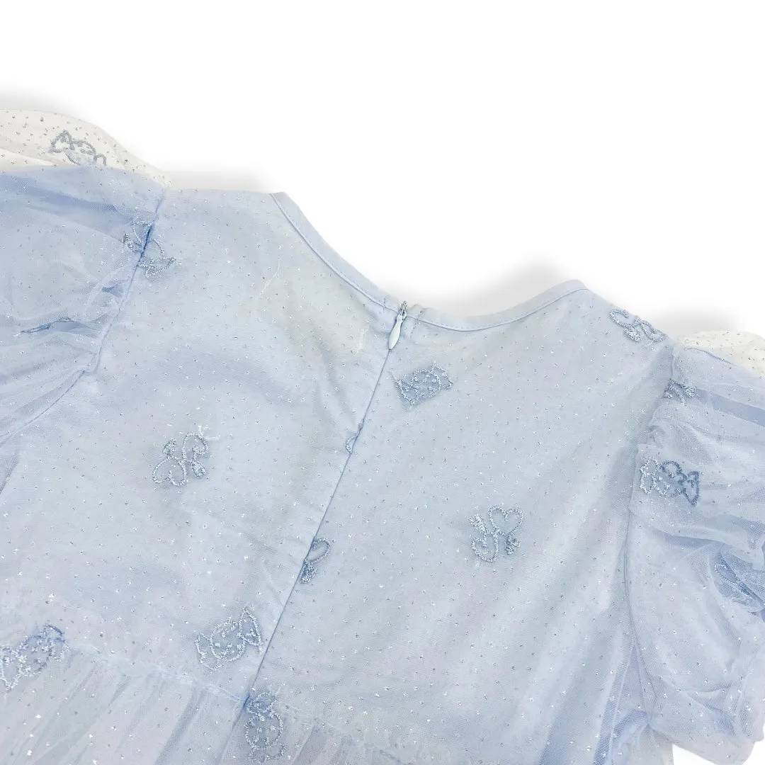 Blue Heart Candy Embroidery Mesh Dress