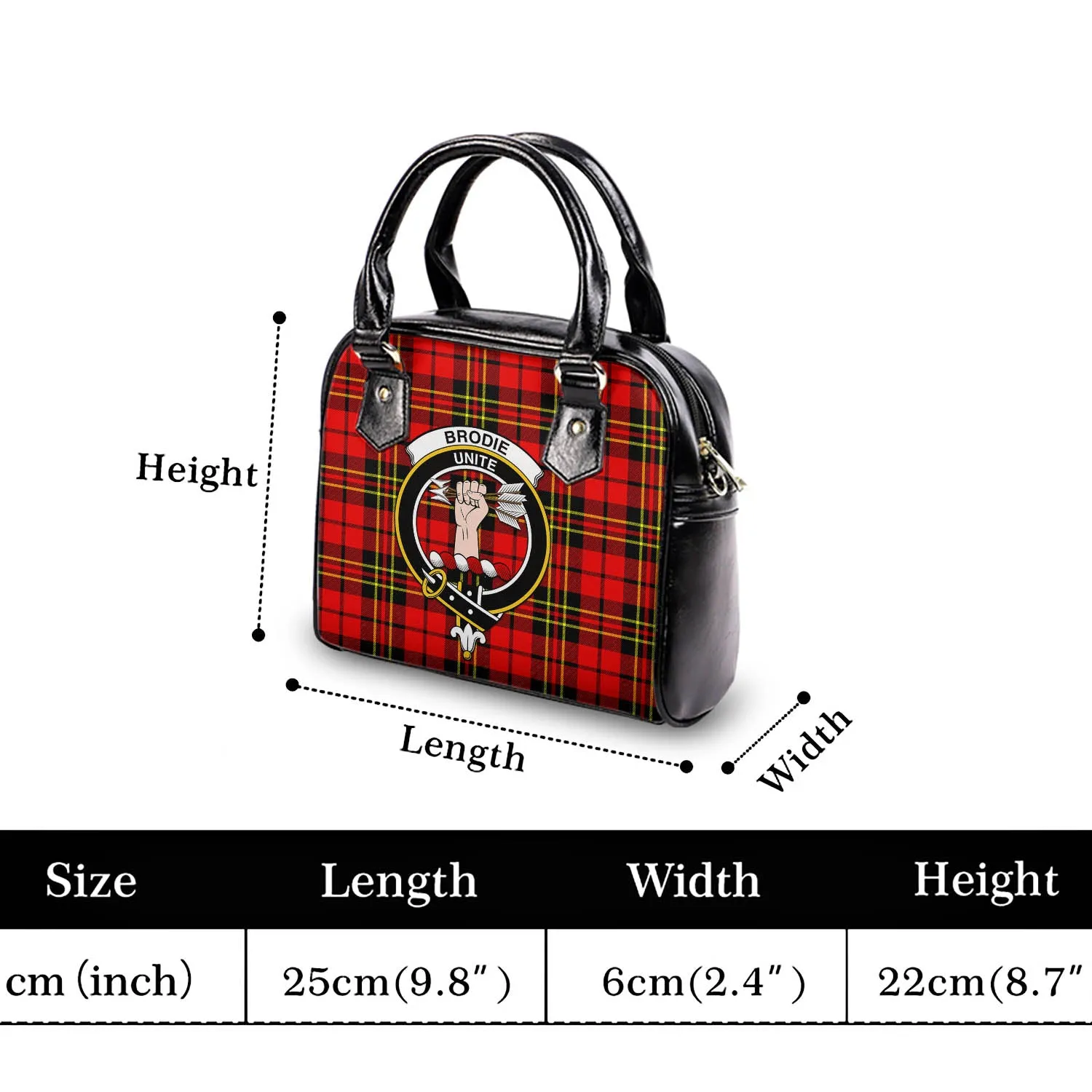 Brodie Modern Tartan Shoulder Handbags with Family Crest