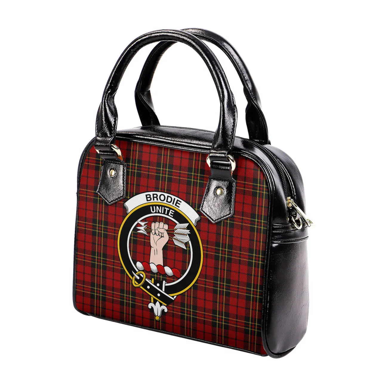 Brodie Tartan Shoulder Handbags with Family Crest
