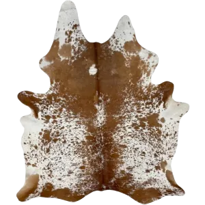 Brown and White Speckled Brazilian Cowhide, 1 brand mark - 7'3" x 5'5" (BRSP2845)