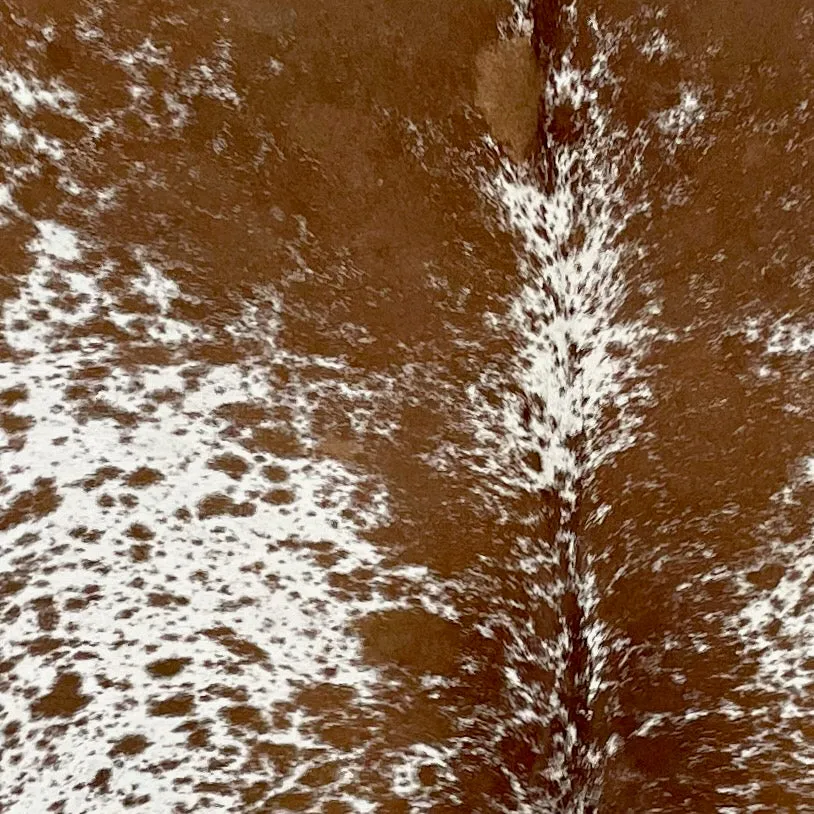Brown and White Speckled Brazilian Cowhide, 1 brand mark - 7'3" x 5'5" (BRSP2845)