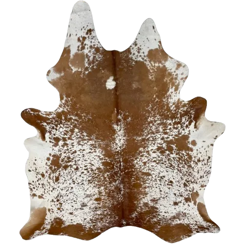 Brown and White Speckled Brazilian Cowhide, 1 brand mark - 7'3" x 5'5" (BRSP2845)