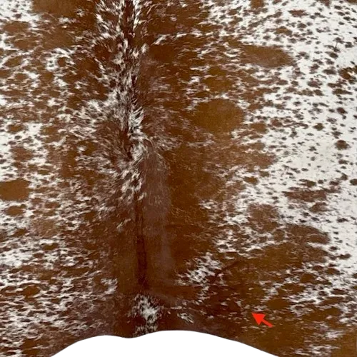 Brown and White Speckled Brazilian Cowhide, 1 brand mark - 7'3" x 5'5" (BRSP2845)