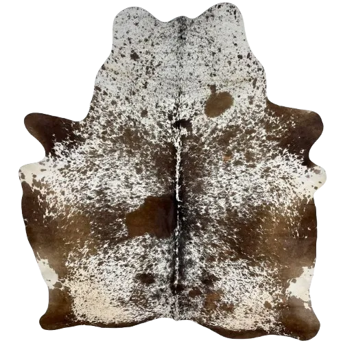 Brown and White Speckled Brazilian Cowhide - 6'9" x 5'7" (BRSP2854)