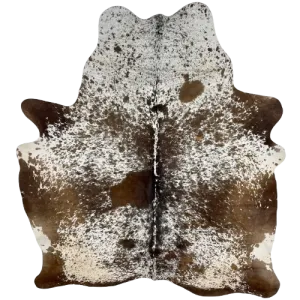 Brown and White Speckled Brazilian Cowhide - 6'9" x 5'7" (BRSP2854)