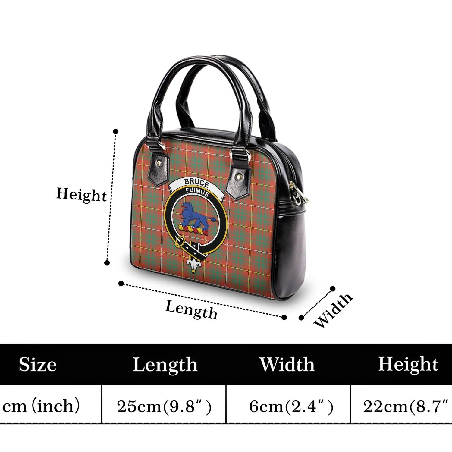 Bruce Ancient Tartan Shoulder Handbags with Family Crest