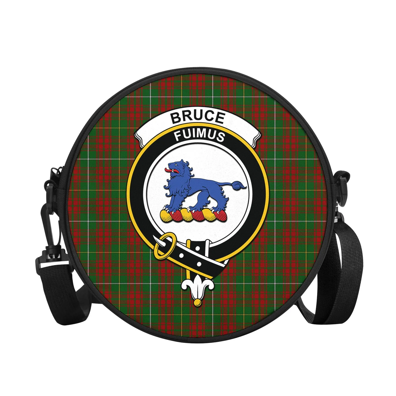 Bruce Hunting Tartan Round Satchel Bags with Family Crest