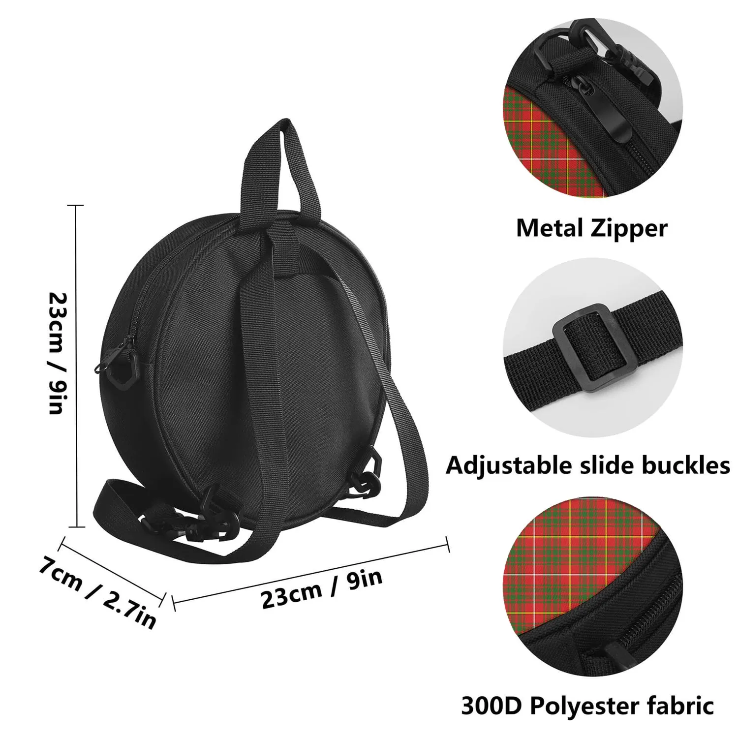 Bruce Modern Tartan Round Satchel Bags