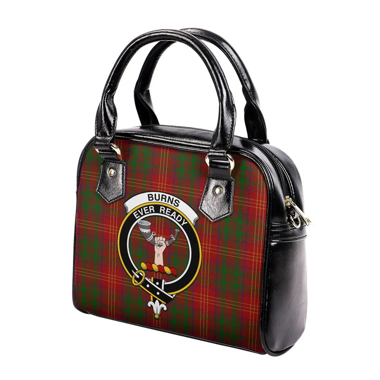 Burns Tartan Shoulder Handbags with Family Crest