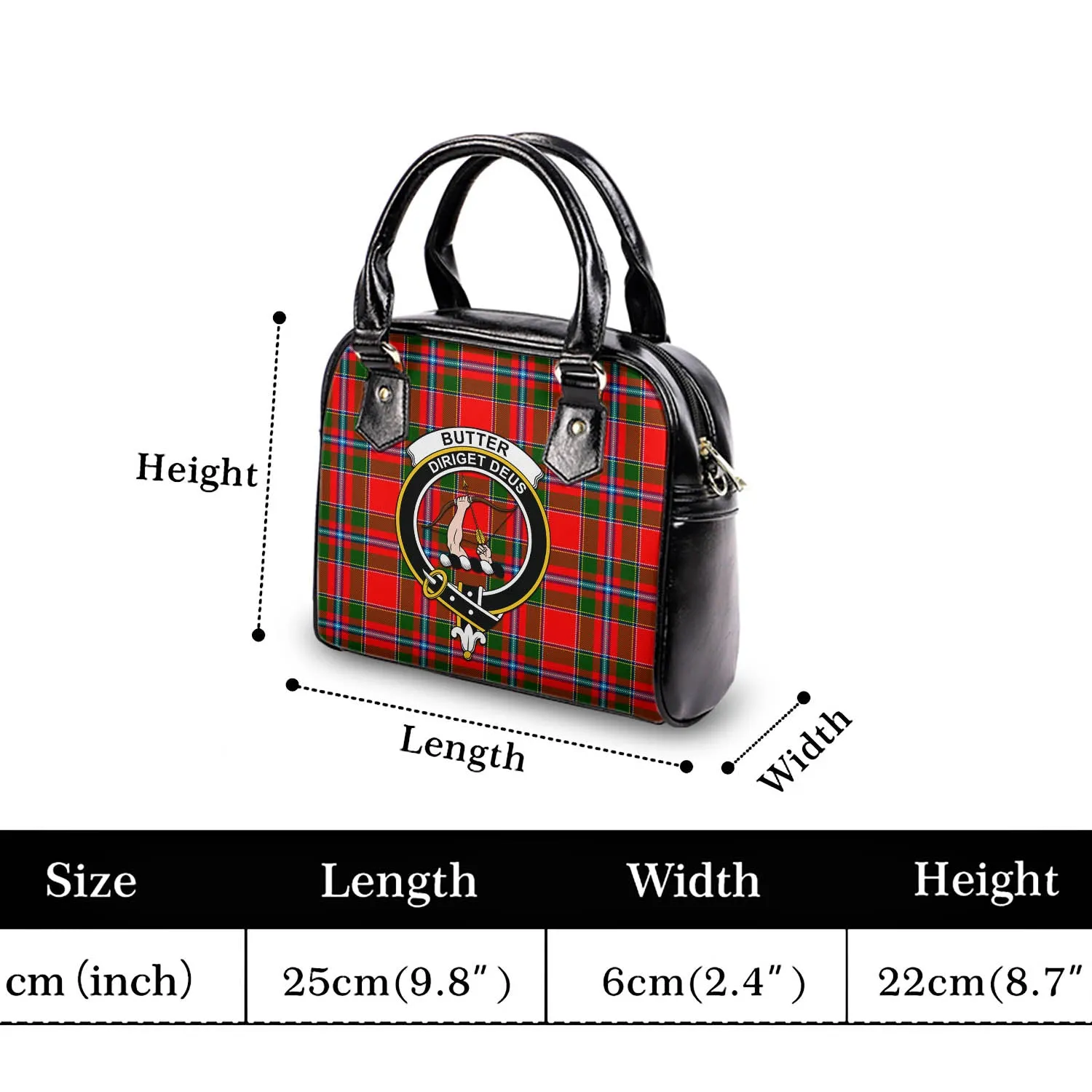 Butter Tartan Shoulder Handbags with Family Crest