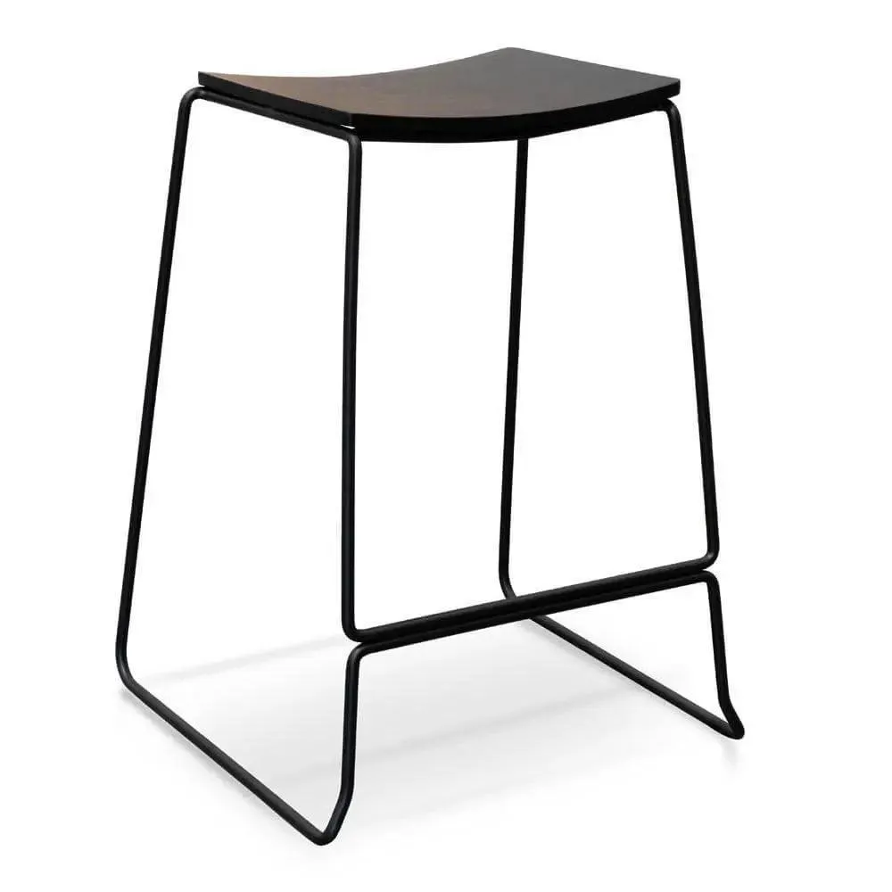 Calibre Black Timber Seat Bar Stool - Black Frame