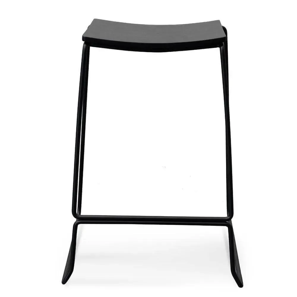 Calibre Black Timber Seat Bar Stool - Black Frame