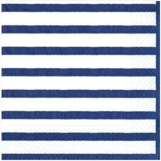 Caspari Bretagne Paper Cocktail Napkins in Blue - 20 Per Package