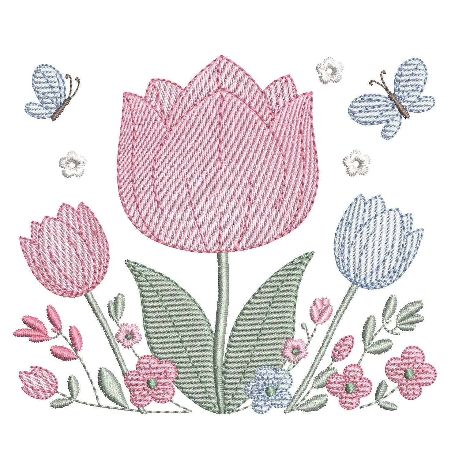 Charming Tulip Embroidery Design | FineryEmbroidery