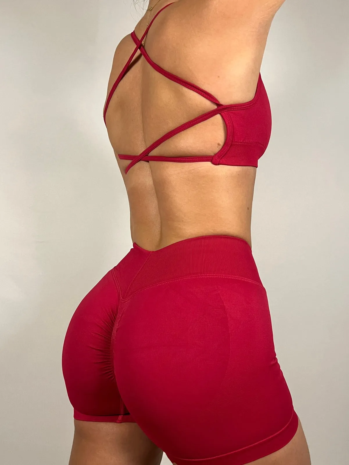 Cherry Red Seamless Backless Bra