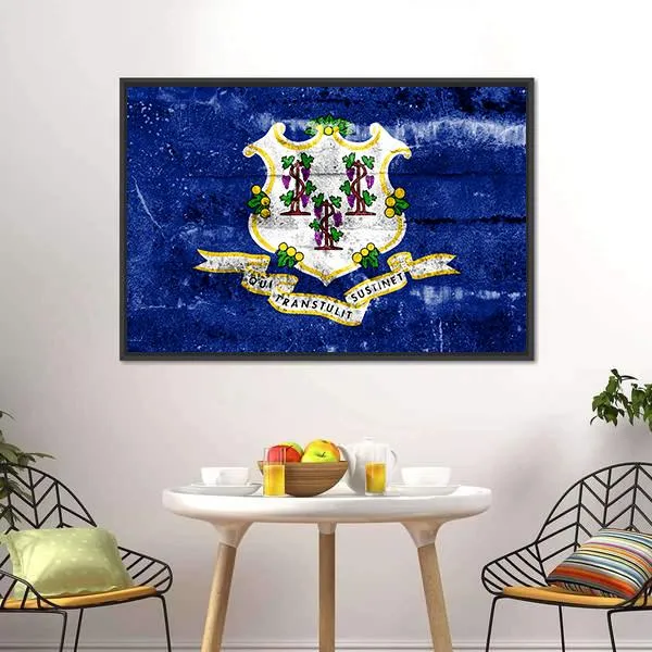Connecticut Flag Canvas Wall Art