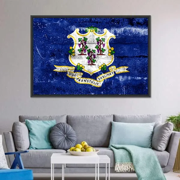 Connecticut Flag Canvas Wall Art